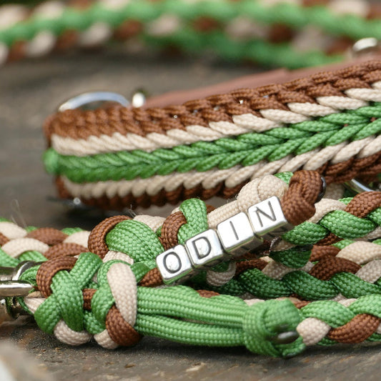 Halsband "Shining" chocolate, forrest grün, beige für kleine Hunde oder Welpen