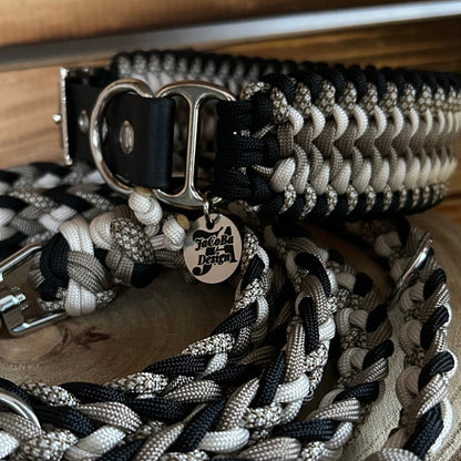Halsband "Snake" schwarz tan weiß