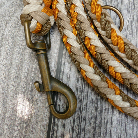 handgemachte Leine in tan, weiß und goldenrod